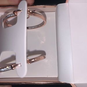 Rose gold hoops with crystals